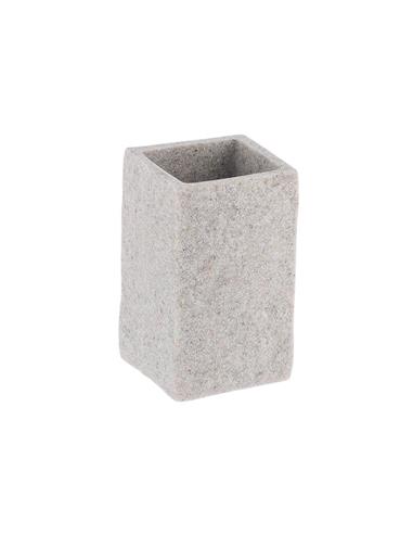 Ποτήρι μπάνιου polyresin τετρ.stone γκρι