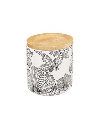 Δοχείο κεραμ.με ξύλινο καπάκι blackflora