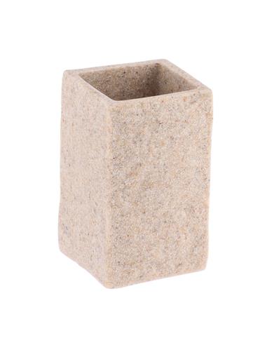 Ποτήρι μπάνιου polyresin τετρ.stone μπεζ