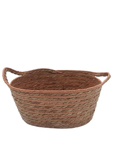 Καλάθι ψάθινο οβάλ terracotta με...