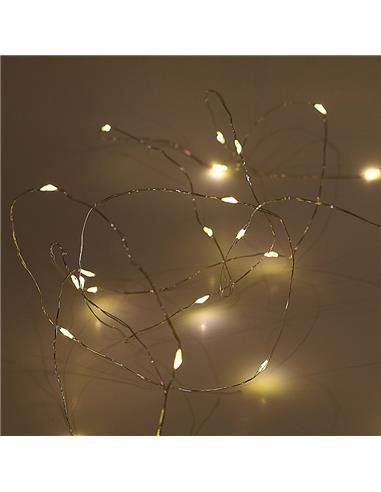 Λαμπάκια μπατ.X100LED σύρμα 10Mwarm