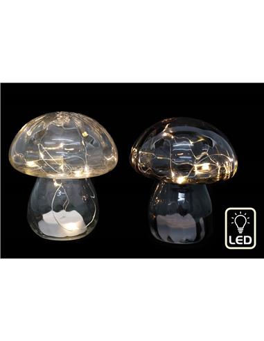 Μανιτάρι γυάλινο με LED 13,5X16cm