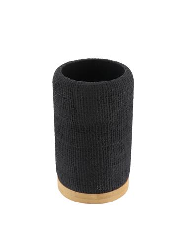 Ποτήρι polyresin μαύρο με bamboo