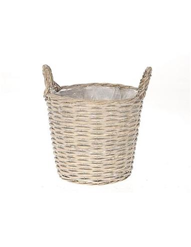 Καλάθι ψάθινο φυσικό/νάυλον Φ20,5 Η16cm
