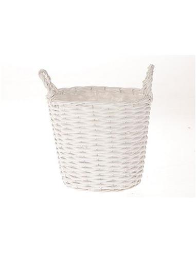 Καλάθι ψάθινο λευκό/νάυλον Φ20,5 Η16cm