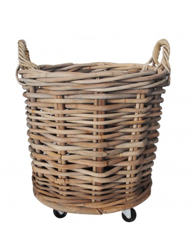 Καλάθι rattan γκρι με ρόδες 50Χ50