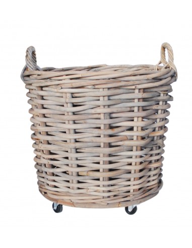 Καλάθι rattan γκρι με ρόδες 65Χ60