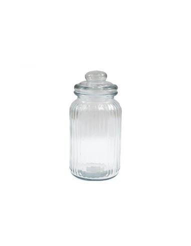 Βάζο γυαλ.με καπάκι ριγέ 11Χ22 /1300ml