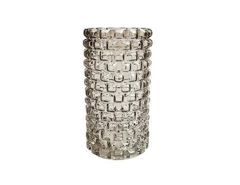 Βάζο γυαλ. Γκρι ανάγλυφο Φ13Η24,5cm