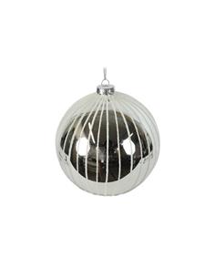 Μπάλα γυαλ. Ασημί ρίγες Φ10cm