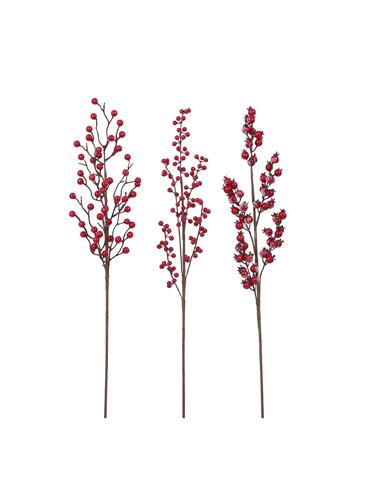 Κλαδί berries κόκκινο/3σχ. Η67cm