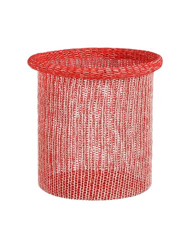Καλάθι κόκκινο πλεκτό κυλινδρ.Φ32Η28cm