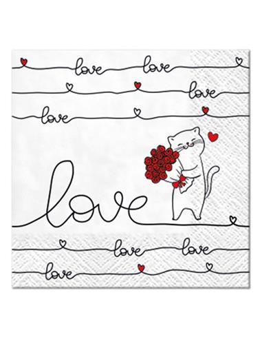 Χαρτοπετσέτες 3φυλλες coctail"LOVE"...