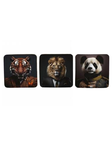 Σουβέρ "JUNGLE ANIMAL" set 6τμχ 10x10cm