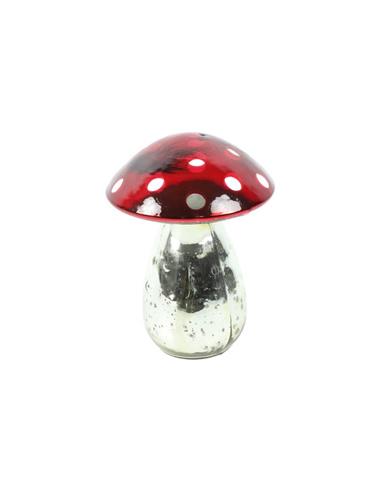 Μανιτάρι κερ.ασημί/κόκκινο Φ8,5Η11,5cm