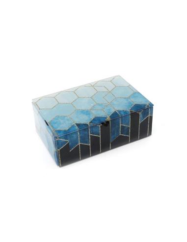Μπζουτιέρα  γυάλινη μπλε καφέ 15x10Η5cm