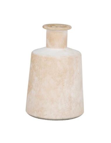 Βάζο γυάλινο λευκό/μπεζ Φ11,5Η18cm