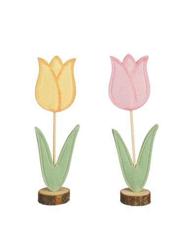 Τουλίπα ξύλινη 2χρώματα 18,5x6x29cm