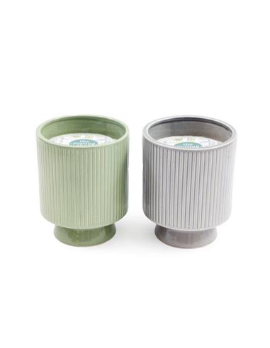 Κερί σε ποτήρι ριγωτό 2χρώματα 12x15cm