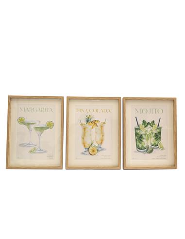Κάδρο "Coctails" 3σχέδια 30x40 cm