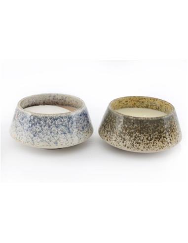 Κερί σε κεραμ.βαζάκι 2χρώματα 15x7,5cm