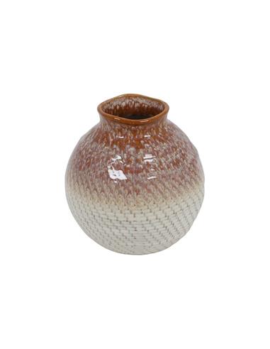 Βάζο κεραμικό καφέ/μπεζ 18x18,5cm