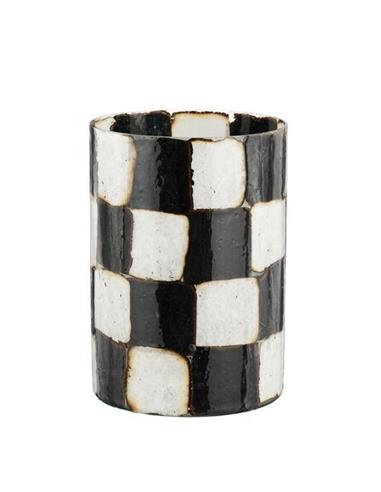 Κηροπήγιο γυάλινο black&white 12x18cm
