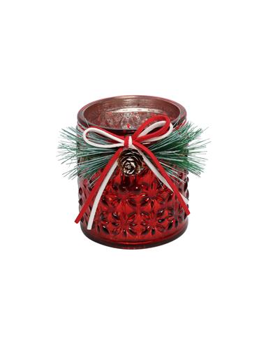 Κηροπήγιο κόκκινο xmas  γυαλ. με κερί...