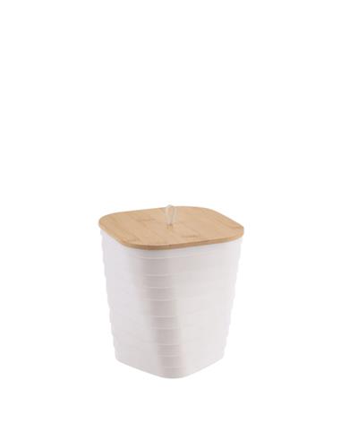Καλάθι απορ.PP λευκό με καπάκι bamboo