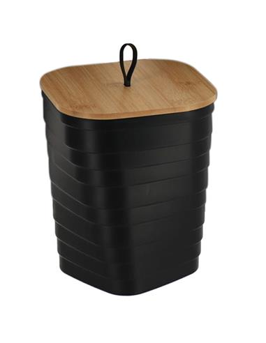 Καλάθι απορ.PP μαύρο  με καπάκι bamboo
