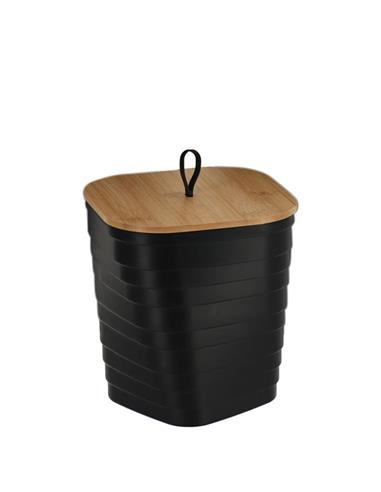 Καλάθι απορ.PP μαύρο  με καπάκι bamboo