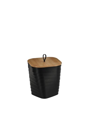 Καλάθι απορ.PP μαύρο  με καπάκι bamboo