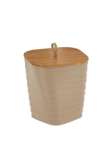 Καλάθι απορ.PP μπεζ  με καπάκι bamboo