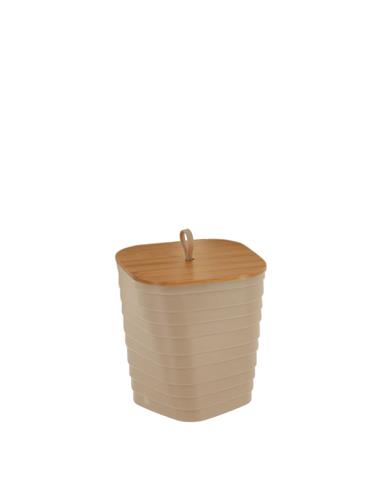 Καλάθι απορ.PP μπεζ  με καπάκι bamboo