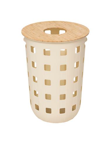 Καλάθι απλυτων μπεζ με bamboo καπάκι...