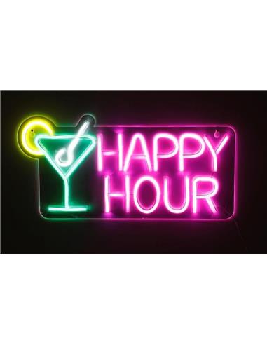 Επιγραφή LED neon HAPPY HOUR 43X21