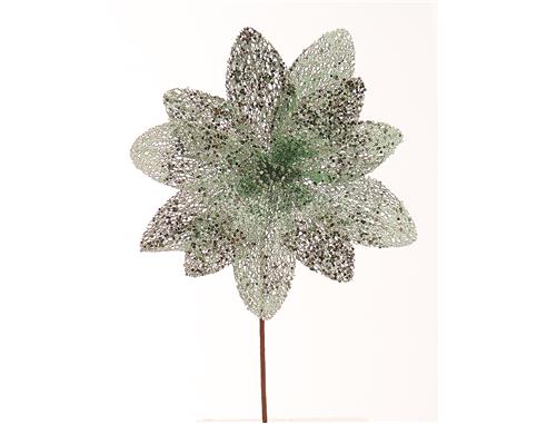 Λουλούδι πράσινο με glitter H31cm