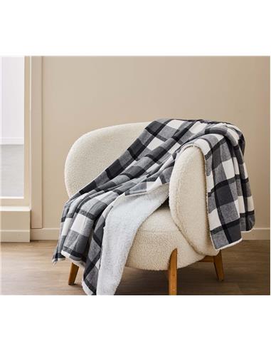 Ριχτάρι καρό tartan/sherpa ανθρακί...