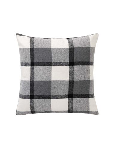Μαξιλάρι καρό tartan/sherpa ανθρακί...
