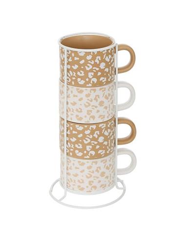 Κούπες stoneware Leopard s/4 σε...