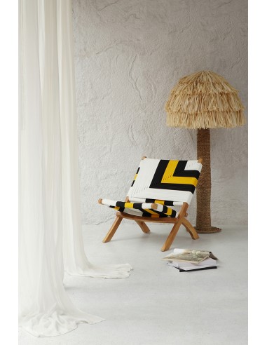 Πολυθρόνα Teak wood/λευκή κίτρινη...