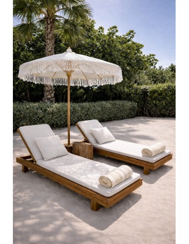 Ομπρέλα  Bamboo Μακραμέ λευκή 200x250cm