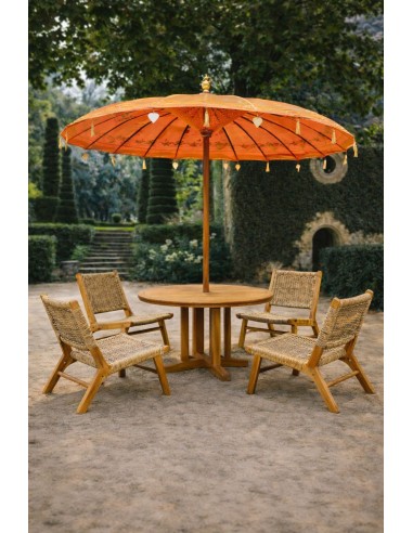 Ομπρέλα  Teak wood πορτοκαλί αδιάβρ....