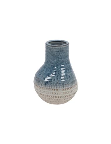 Βάζο κεραμ.μπλε/εκρού 17,6Χ24,8cm