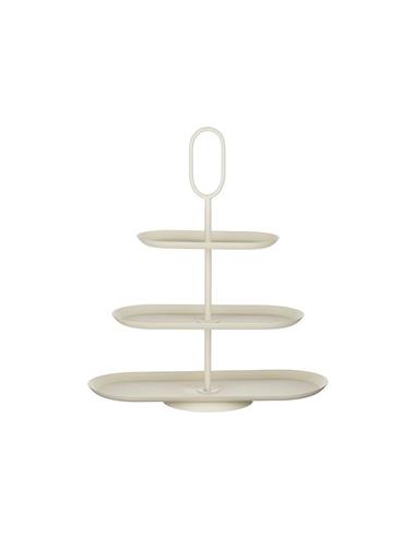 Πιατέλα τριόροφη οβάλ cream 48x20x55cm