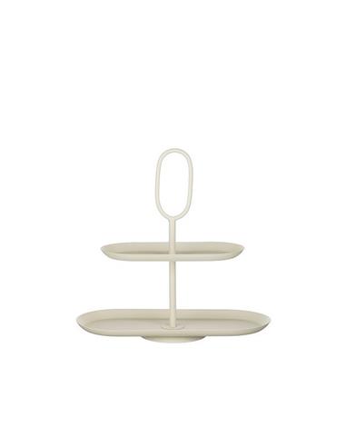 Πιατέλα διώροφη οβάλ cream 38x17x37cm