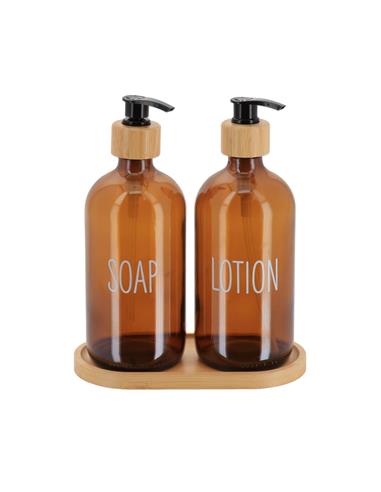 Dispenser γυάλ.set/2 σε bamboo βάση...