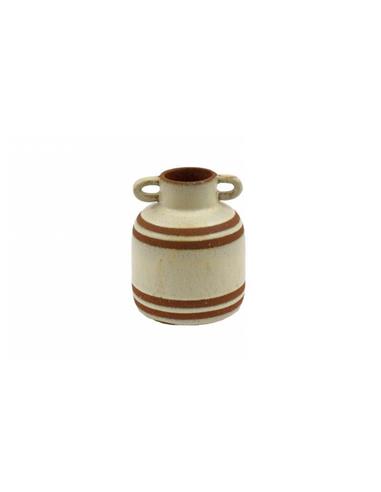 Βάζο κεραμ.αμφορέας μπεζ/καφέ 12,5x15cm