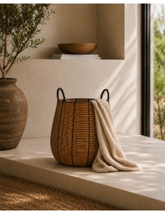 Καλάθι τεχνητό rattan Φ47Η50cm 2