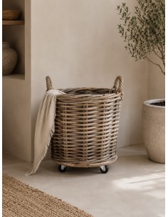 Καλάθι rattan γκρι με ρόδες... 2